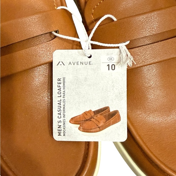 Men’s Casual Loafers Size 10 Brown Vegan Leather Slip On Avenue NEW - Picture 9 of 11